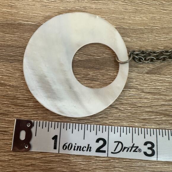 Fashion Necklace Two Tone Circle Purple Shell Beachy Artistic Statement Chain - Picture 5 of 5